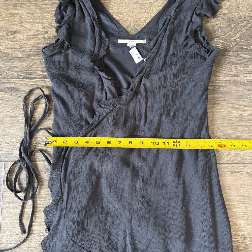 Kimchi Blue Urban Outfitters Sz M Black Wrap Mini Dress Whimsigoth Ruffle Goth - Picture 8 of 8